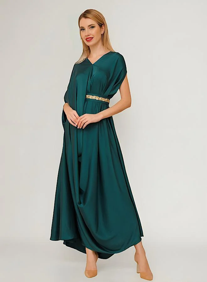 ECSTACY V-Neck Belted Maxi Dress